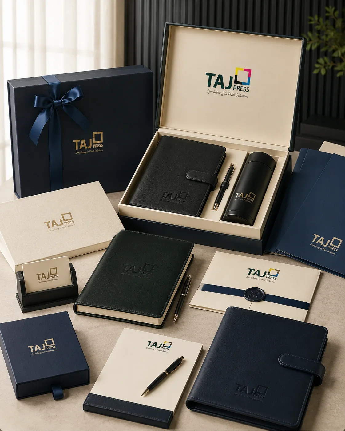 Corporate presentation boxes, diaries and stationery